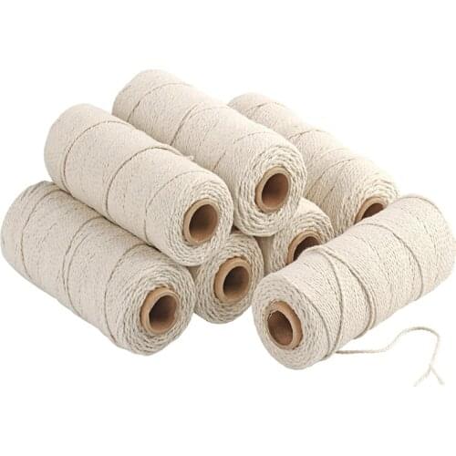 5 Rolls 2.5mm Beige Cotton Twisted Cords 100 Meters/Roll Cotton Macrame Rope Artcraft String DIY handmade Tying Wire Cords