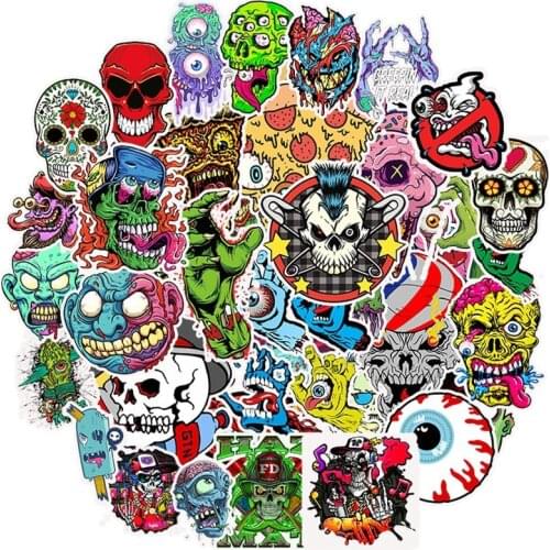 50pcs Horror Skull Dark Series Stickers DIY Graffiti Funny Mixed Stickers Suitcase Laptop Skateboard Guitar Refrigerator
