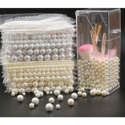 2-18mm No Hole white round plastic Acrylic ABS Imitation pearl beads DIY loose beads pearl for craft supplies Jewelry Making