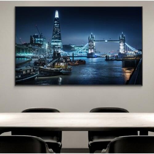 Large Modern Tower Bridge Night View Poster Canvas Painting Mural Living Room Home Wall Art Prints Decorative Painting
