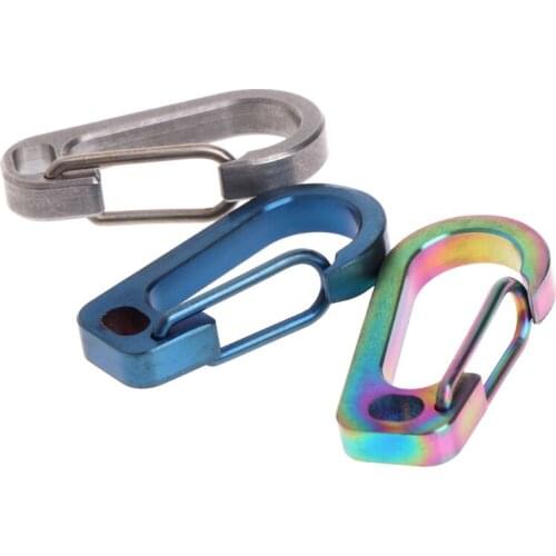 Titanium Alloy Carabiner Keychain Spring Flat Hole D Flashlight Buckle EDC Tool