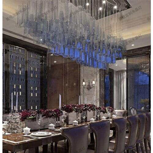 Custom engineering lamp restaurant villa hall glass chandelier sales department sand table lighting hotel lobby lighting