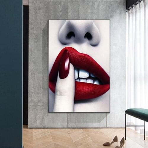 Sexy Red Lips Canvas Painting Nordic Modern Posters and Prints Cuadros Wall Art Picture for Living Room Home Decoration Unframed