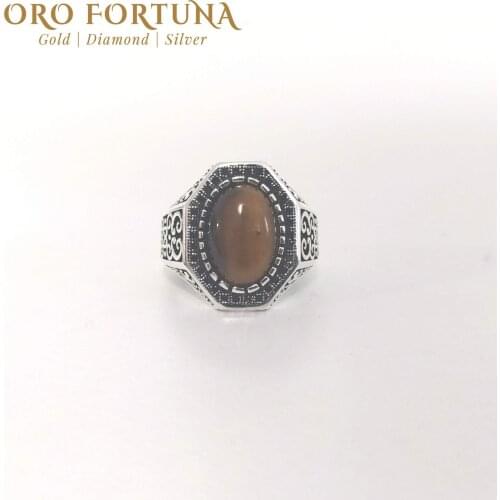 925 Streling Silver Mens Ring Oval Cats Stone Fine Jewellery Trendy Gift For Him New Model 2021