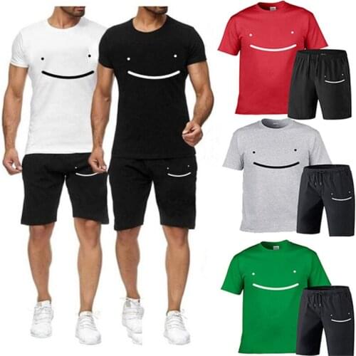 New Mens Summer Leisure Sets Cotton T Shirt & Short 2 Pieces Casual Pull Homme Racksuit Male Sportswear Breathable Clothing