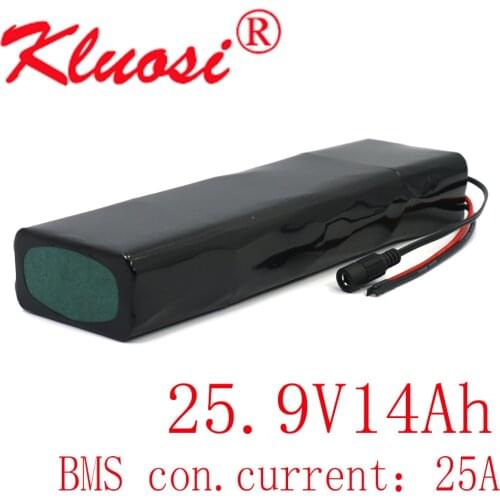 KLUOSI 7S4P 24V 14Ah 25.2V 29.4V Li-ION Battery Pack with 25A BMS for Electric Moped Ebike Scooters Bicycle Power Wheelchair