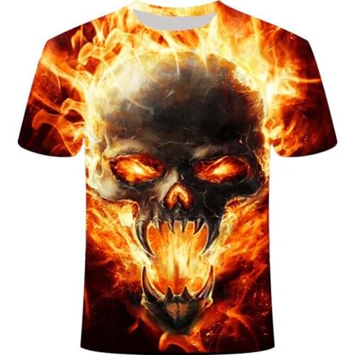 Fashion Summer T-Shirt Men 2021 3D Skull Printing Men t-Shirts Breathable Streetwear Splicing Printing T Shirts Men Size XXS-6XL