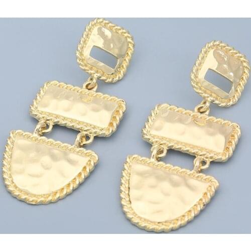 Fashion Vintage Geometric Squares Earring for Women Big Geometric Statement Gold Metal Earrings 2021Trendy Jewelry Brincos