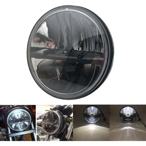 Motorcycle Black Halo Angel Eye DRL Led Headlamp For Softail Slim Fat Boy 7 Inch H4 LED Headlight High Low beam projector