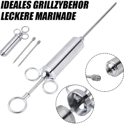 Stainless Steel Turkey Marinade Spice Roast Curing Syringe Set With 2 Needles Kitchen Meat Injectors Tools Kit