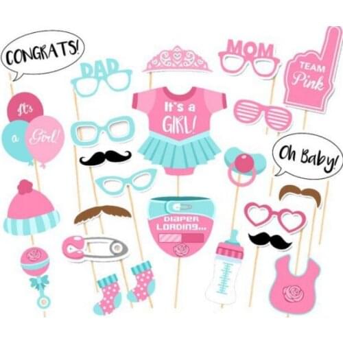 New Photo Booth Props Photography mask paper Card boy girl For First 1 Birthday baby shower Party Decoration event gift