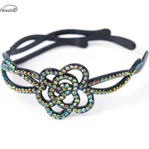 New Casual Hollow Plastic Flower Rose Headband Rhinestones Hair Band Hoop Party Womens Headdress Hairpins Hairpieces Accessories
