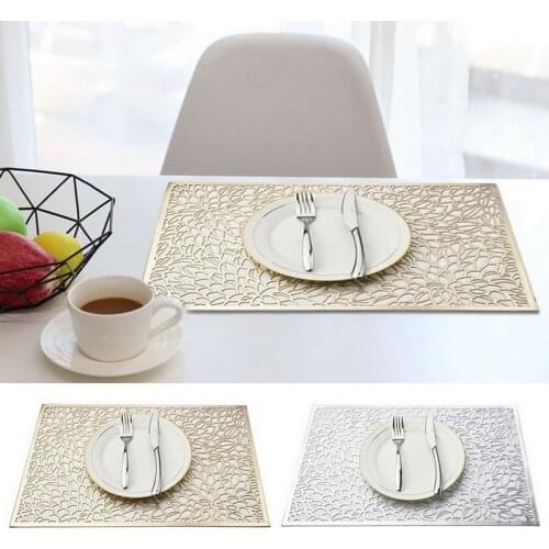 1pc PVC Hollow Insulation Coaster Pads Table Bowl Mats Home Christmas Wedding Decor Heat Resistant Placemat For Dining Table