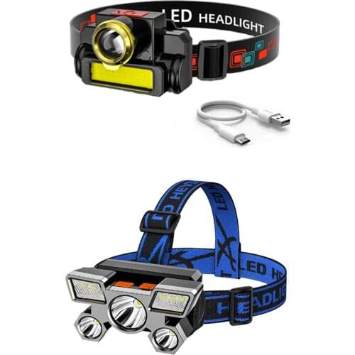 Portable XPE+COB LED Headlamp USB Rechargeable Zoom Outdoor Camping Waterproof Headlight Fishing Flashlight Torch for Outdoor