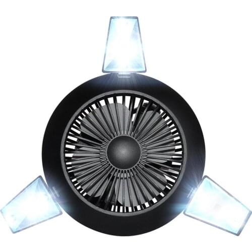 Portable Tent Fan With Hook Solar Camping Fan With LED Lantern Portable Fan With Hanging Hook Rechargeable USB Desktop Fan