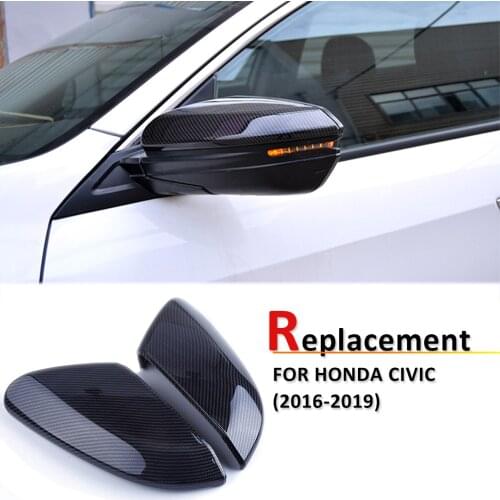 Replacement Carbon Fiber Style ABS Rear View Side Door Mirror Wing Cover Rearview Caps Fit For Honda For Civic 2016 2017 2018