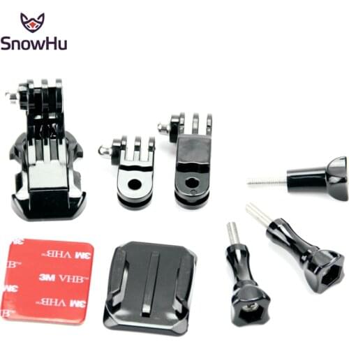SnowHu Accessories Adjustable Pivot Set Curved Adhesive Side Mount Helmet Mount for GoPro Hero 9 8 7 6 5 + For Yi 4K camera GP64