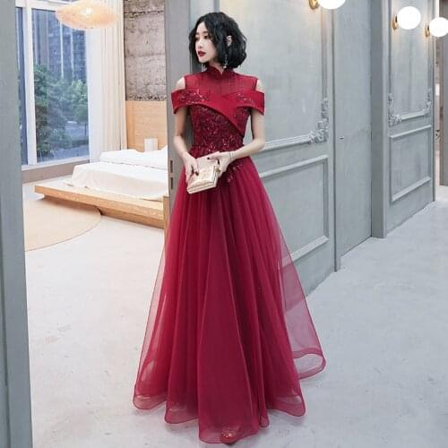 Evening Dresses High Neck Short Sleeves A-line Floor-length Elegant Appliques Plus size Customized Women Formal Party Dress A224