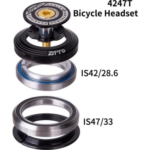 4247T Bicycle Headset IS42 IS47 42mm 47mm 1 1/8"-1 1/4" 1.25 inch 33mm Tapered Tube fork Integrated Angular Contact Bearing