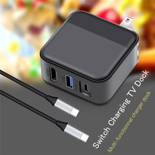 2 in 1 Charging Dock Small PC Adapter USB Type-C HDMI-compatible Connector TV Converter for Nintendo Switch Game Console