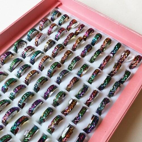 10Pcs Wholesale Bulk Lots Rotatable Band Rings For Women Metal Copper Carving Rotation Fashion Jewelry Brand New Size For Female