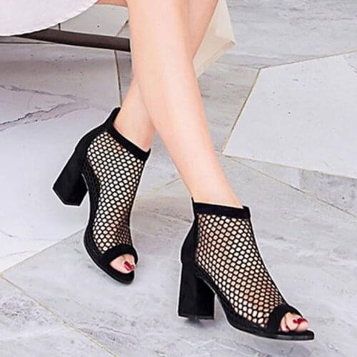 Gladiator Sandals Women High Heels Peep Toe Sandalias Botas Cut outs Sexy Heels Ladies Shoes 2021 Summer Open Toe Pumps 9043G
