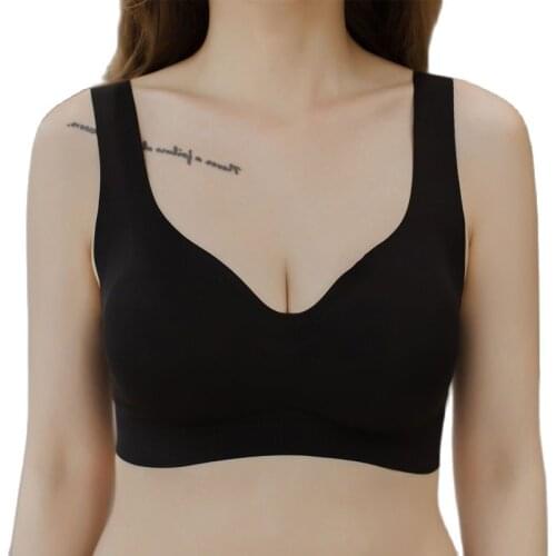 Women Ice Silk Seamless Bra with Chest Padded Push Up Bras for Women Soft Wireless Bralette Underwear Viscose Back Sports Vest