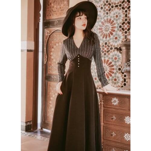 2019 new fashion womens clothing Autumn and winter retro dress dresses women dress