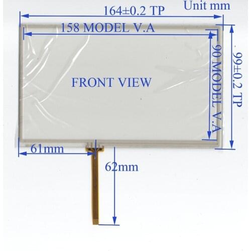 ZhiYuSun 164mm*99mm 7inch 4 lins Touch Screen glass touchsensor 164*99 touchglass digitizer welding type