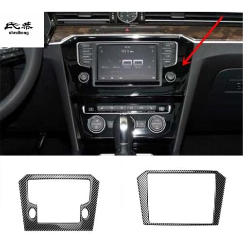 1PC Epoxy Glue Carbon Fiber Grain Central Control Navigation Panel Decoration Cover for 2017-2021 Volkswagen VW Passat B8