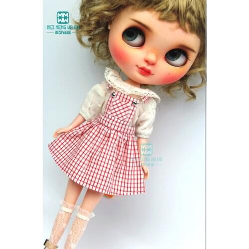 1PCS Blyth Doll Clothes fashion plaid strap dress for Blyth , Azone FR 1/6 doll clothse