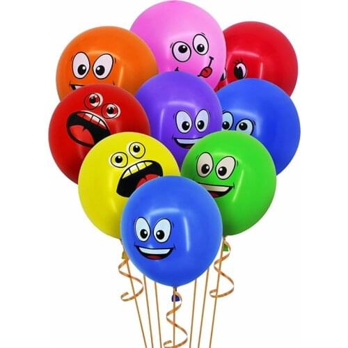 10pcs 12-inch variety of smiley face latex balloons birthday party decoration balloon expression symbol childrens toys