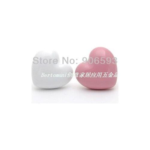 100pcs lot free shipping love heart ceramic cabinet knob