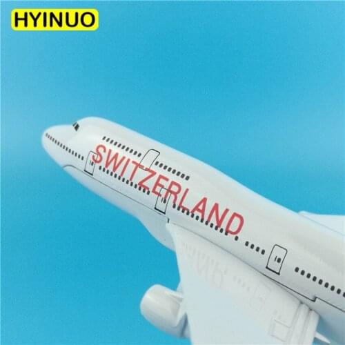 16CM 1:400 Scale Boeing B747-400 model Switzerland airlines with base metal alloy aircraft plane collectible display decoration