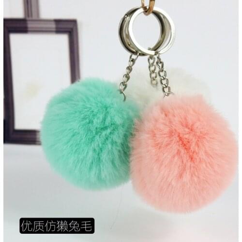 2pcs 20 Colors Fluffy Fur Pom Pom Keychain Soft Faux Fur-like Ball Car Keyring Key Holder Women Bag Pendant Jewelry