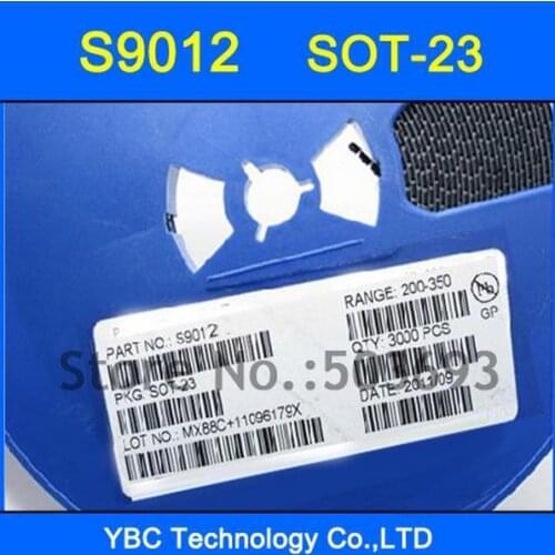 3000pcs/lot S9012 2T1 0.5A/25V PNP SOT23 SMD Triode Transistor