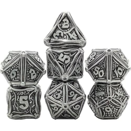 7pcs Heavy Duty Metal Dice Set Solid Polyhedral RPG Role Playing Game Dice Set d4 d6 d8 d10 d12 d20 d