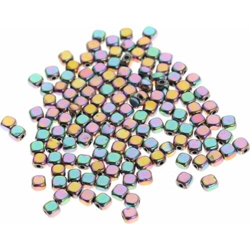AAA Natural Stone Hematite Beads Bright Flat Square 3mm 140Pcs Plated beads for DIY Necklace Bracelet Jewelry Making Accessories
