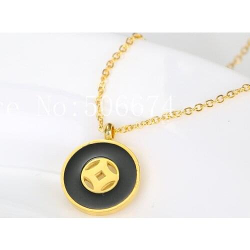 Stainless Steel Choker Cute Ceramics Black Carter Chain Necklace Pendant For Women Lovers Bridesmaid Gifts
