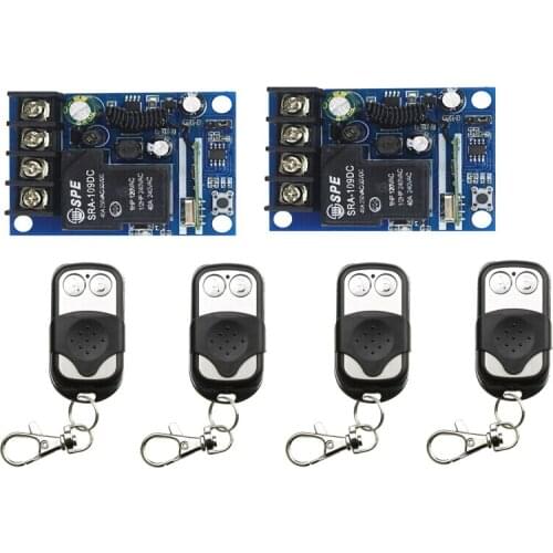 DC 12V 24V 36V 48V 8A 1 CH RF Wireless Remote Control 2 * Receiver & 4* Transmitter Waterproof cover