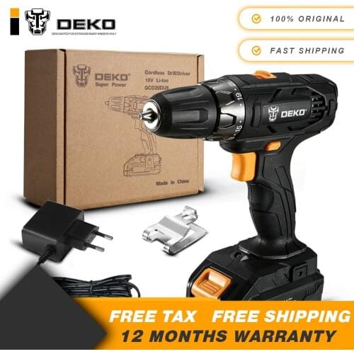 DEKO GCD20DU5 18V Electric Screwdriver Cordless Drill Mini Power Driver DC Lithium-Ion Battery 2-Speed