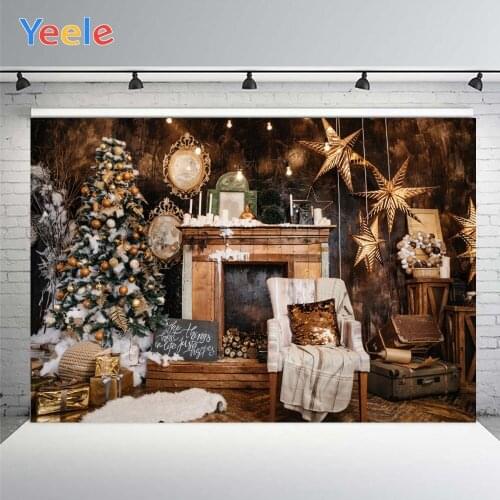 Yeele Christmas Photo Background Photophone Tree Gifts Sofa And Light Stars Photography Backdrops for Decoration Customized Size