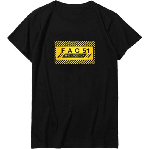 FAC51 Factory Records Mens Hacienda Print Breathable Oversized Tee male Short Sleeve Tee Top Streetwear Harajuku Men clothing