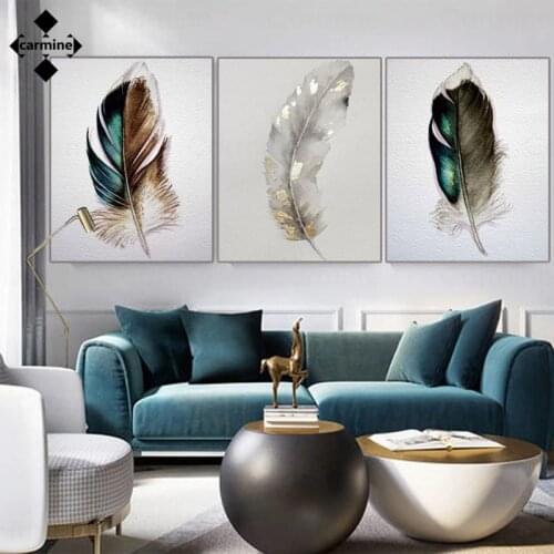 Golden Feather Canvas Painting Light Luxury Decorative Picture Nordic Wall Art Poster and Print Modern Print Pictures Home Decor