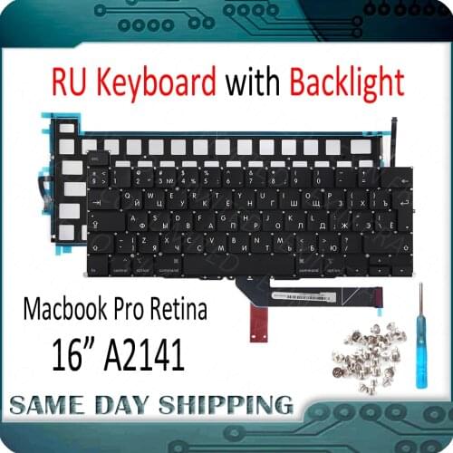 New A2141 Keyboard Russian Russia RU for MacBook Pro Retina 16" A2141 RU Russian Keyboard with Backlight Replacement 2019 Year