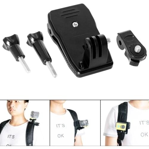 Action Camera Clip Mount 360 Degree Rotary Clip Clamp Mount Waterproof Camera Backpack Clamp Mount Hat Mount w/ 1/4" Screw Mount