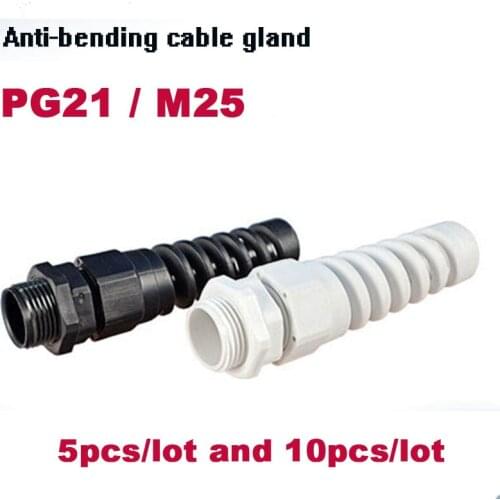 M25 PG21 5pcs Nylon Cable conduit Gland 9-16mm 13-18mm thread wire Plastic Flex Spiral Strain Relief cable connection