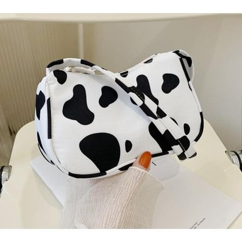 Fashion Exquisite Shopping Bag Portable Women Leather Shoulder Bag Cow Print PU Handbags Lady Shopping Purse