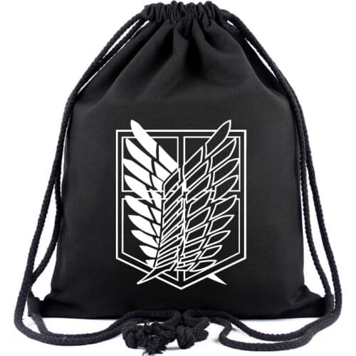 IVYYE Attack on Titan Fashion Canvas Backpacks Cartoon Drawstring Backpack Casual String Bags shopping Knapsack Unisex New