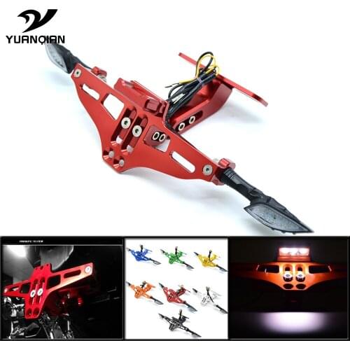 Motorcycleuniversal License Plate Holder Moto Rear Tidy Bracket With LED Light For SUZUKI GSR 750 SUZUKI GSR 600 SUZUKI GS500